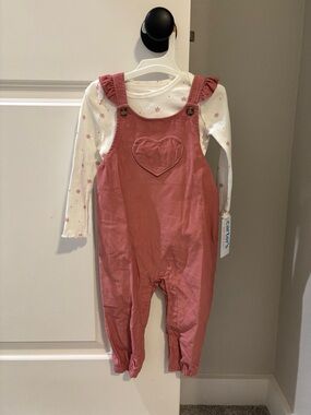 Carter's Rose Pink Corduroy Heart Overalls